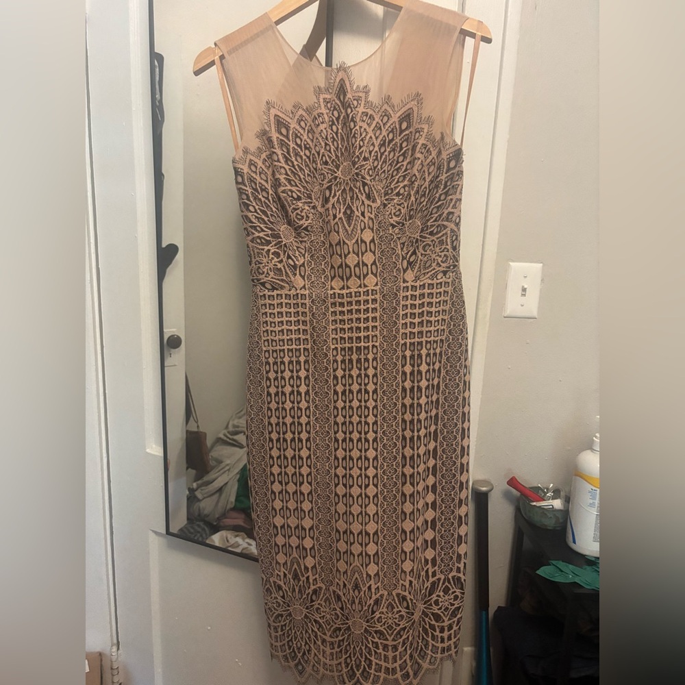 BCBGMaxAzria Pink/Tan and Blue Dress